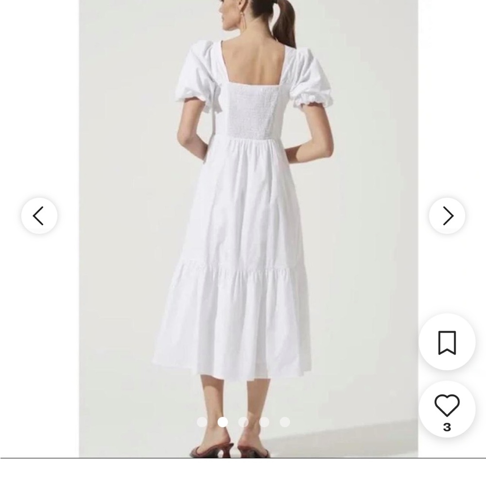 NWOT ASTR the label white poplin puff sleeve dress - Picture 3 of 11